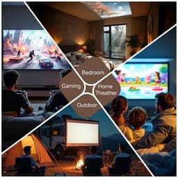 Atlasyx beamer - Mini projector - Smart - Film - Draagbare - Native Full HD 1080P - 360° Correctie - 29 x 18 x 20 cm - Wit — thumbnail 5