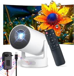 Mini Beamer - Draagbaar Projector - Android 12 - WiFi & Bluetooth 5.4 - 720p & 4K Decodering - Automatische Keystone - 180° Draaibaar - 2000:1 - 170 ANSI - 35-110 Inch - Thuisbioscoop - Voor Thuis & Kantoor & Buiten — thumbnail 1