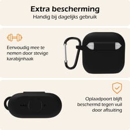 Hoesje - Geschikt voor Apple AirPods 5 - met Clip - Siliconen Hoes - Silicone Case Cover - Zwart — thumbnail 5