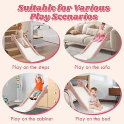 Glijbaan voor kinderen, indoor glijbaan voor bed en bank, peuter bedzijglijbaan met antislip basis, klimglijbaan speelset voor slaap- en woonkamer, Montessori-speelgoed voor de speelplaats, roze — thumbnail 3
