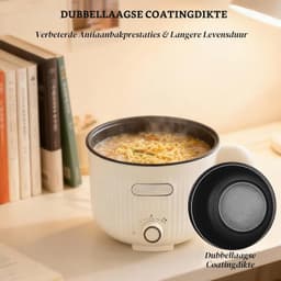 Elektrische Kookpan - Beige - 2 l - Draagbare Antiaanbak Multicooker - Voor Keuken en Reizen — thumbnail 5