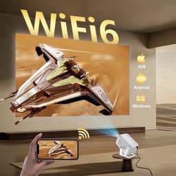Beamer Draagbaar 300 ANSI Lumen Wi-Fi 6 - 1080P 4K Ondersteuning DLP - Wit - Thuisbioscoop Mini Projector — thumbnail 3