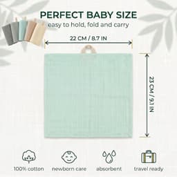 5-delige set baby washandjes, 100% katoen, 22x23 cm, zacht en absorberend, voor gezicht en bad. — thumbnail 2