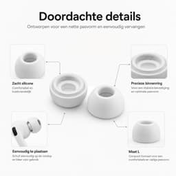 AirPods Pro Oordopjes - 5 Paar - L - AirPods Pro Ear Tips Vervanging - AirPods Pro Gen 1 en 2 - Wit — thumbnail 4