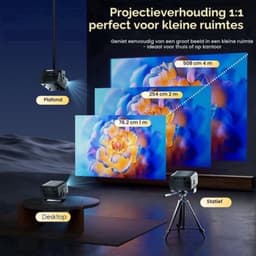 Mini Beamer 1000 ANSI Lumen - Full HD 1080p Resolutie - LED Projector - Android 13 Smart Beamer - Draagbaar Met Wifi En Bluetooth — thumbnail 3