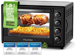 Stillstern mini heteluchtoven 45 l (DE-versie) pizza Ø32, CYCLONE PRO+ antiaanbaklaag, ontdooien, 2 uur timer, camping mini-heteluchtoven pizzaoven mini-oven klein kipgrill met draaispies — thumbnail 1