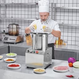 Keukenmachine Groentehakker - Voedselverwerker 15 L - RVS Voedselveilig - Met 2 Extra S-vormige Messen - Multifunctioneel - Voor Groenten, Fruit en Granen - Zilver — thumbnail 2