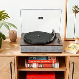 White-Label® Platenspeler Bluetooth - CD Speler met Speakers - Vintage - Bruin met Grijs — thumbnail 4