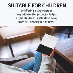 Projector voor kinderen, HD 1080P, intelligente draagbare pocketfilmprojector met USB, HDMI, AV, geheugenkaart, 3,5 mm audio, palmvideoprojector voor thuisbioscoop, films, zwart-wit — thumbnail 3