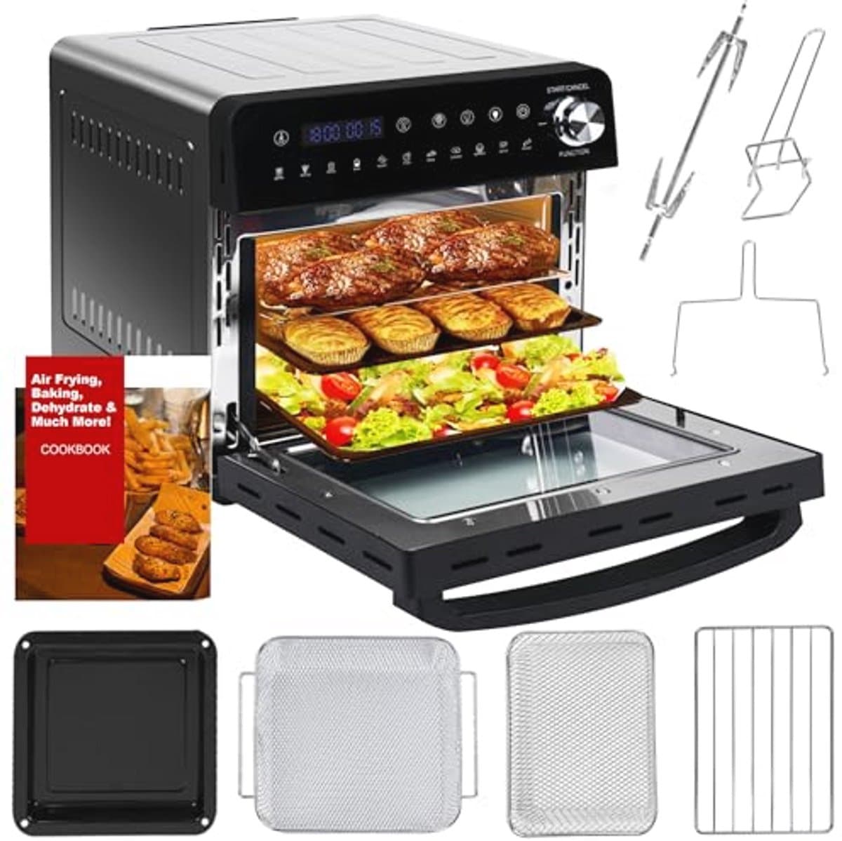 Minioven - XXL-airfryer - Veelzijdig koken - 11 kookprogramma's - 14 liter - Zwart — afbeelding 1