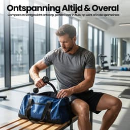 Home Vibes® Massage Apparaat voor Nek, Rug, Schouders en Benen - Massage Gun - Professioneel Massageapparaat - Vaderdag Cadeau - Lange Ergonomische Hendel - 4 Opzetstukken - 5 Standen - Draadloos - Zwart — thumbnail 5