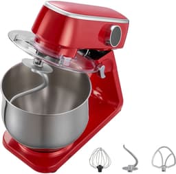 7,4 L Elektrische Standmixer, 1800W Keukenmixer met 10 Snelheden, Kantelbaar Kopontwerp, Roestvrijstalen Kom, Deeghaak Garde en Klopper voor Bakken, Mixen, Kloppen en Kneden, Zilver — thumbnail 1