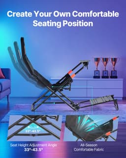 VEVOR Stuurwielstandaard, Opvouwbare en Verstelbare Cockpit voor Racesimulator, 620 mm Breed, Compatibel met Logitech G923/G920/G29, Thrustmaster T248p, Fanatec, Hori, Mad Catz, Zwart — thumbnail 4
