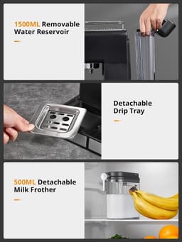 Volautomatische Espressomachine met 20 Bar Pomp en Geïntegreerde Melkopschuimer - 6 Dranken — thumbnail 4
