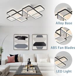 LED Plafondlamp met Ventilator Dimbaar 35 Inch - 6 Versnellingen, Omkeerbaar, APP & Afstandsbediening - Modern voor Woonkamer en Slaapkamer — thumbnail 5