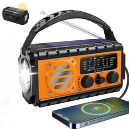 NatuurGenoot® Noodradio – 20.000mAh Powerbank – Solar & Opwindbaar – Waterdicht IPX – AM/FM/SW/WB – SOS Alarm, Zaklamp & Leeslamp – Noodpakket- Powerbank zonneenergie- Black-out & Outdoor – Oranje — thumbnail 1