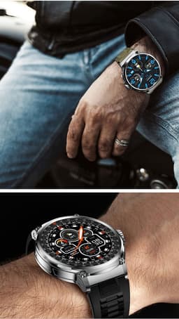 Knobbout 1.85” Scherm HD Sport Smartwatch – 710mAh Extra Grote Batterij – Bluetooth Bellen – RVS Bezel – Hartslagmeting/Bloeddrukmeting/Slaapmonitoring/Calorieverbruik – Android & iOS – Zilver Staal + Siliconen Band — thumbnail 4