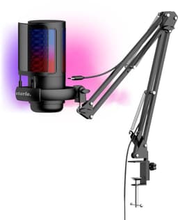 Premium RGB Microfoon met Verstelbare Arm – USB Plug & Play – Gaming Mic met POP Filter – Zwart — thumbnail 1
