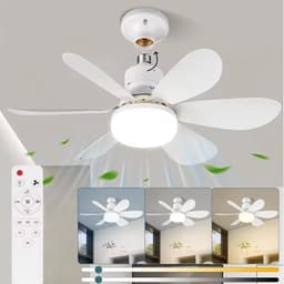 KZQ Plafondventilator - 2 Stuks - Wit Mat - Incl 15W Lamp - Licht Apart Schakelbaar - Afstandsbediening - Dimbaar - Traploos Instelbare Lichtkleur - Nachtlampje - 3 Snelheden — thumbnail 3
