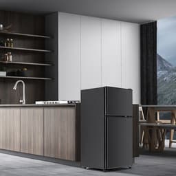 1 koel-vriescombinatie, 60 liter capaciteit zwarte koelkast met dubbele deur, stille vrijstaande koelkast met 7 temperatuurstanden voor woonkamer of kantoor — thumbnail 5