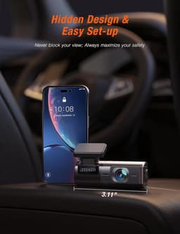 SnelShoppen - 2.5K QHD Dash Cam WiFi met WDR, G-Sensor, Loop Recording, Mini Dashcamera voor Auto, 24U Parkeerstand, Inclusief 32GB microSD-kaart en A — thumbnail 4