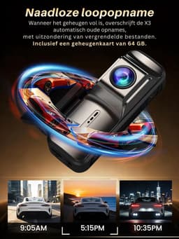 SNJY® Dashcam voor Auto - Auto Camera - Dashcam Voor en Achter - 4K - 170° Groothoek - 64GB - Zwart — thumbnail 4
