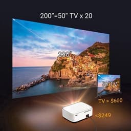 Byintek - K45 - Beamer - Projector Beamer - Mini Meamer - 4k - Full HD 1080P - 1920x1080dpi - Automatische focus - met WiFi - 950ANSI Lumens - Wit — thumbnail 4