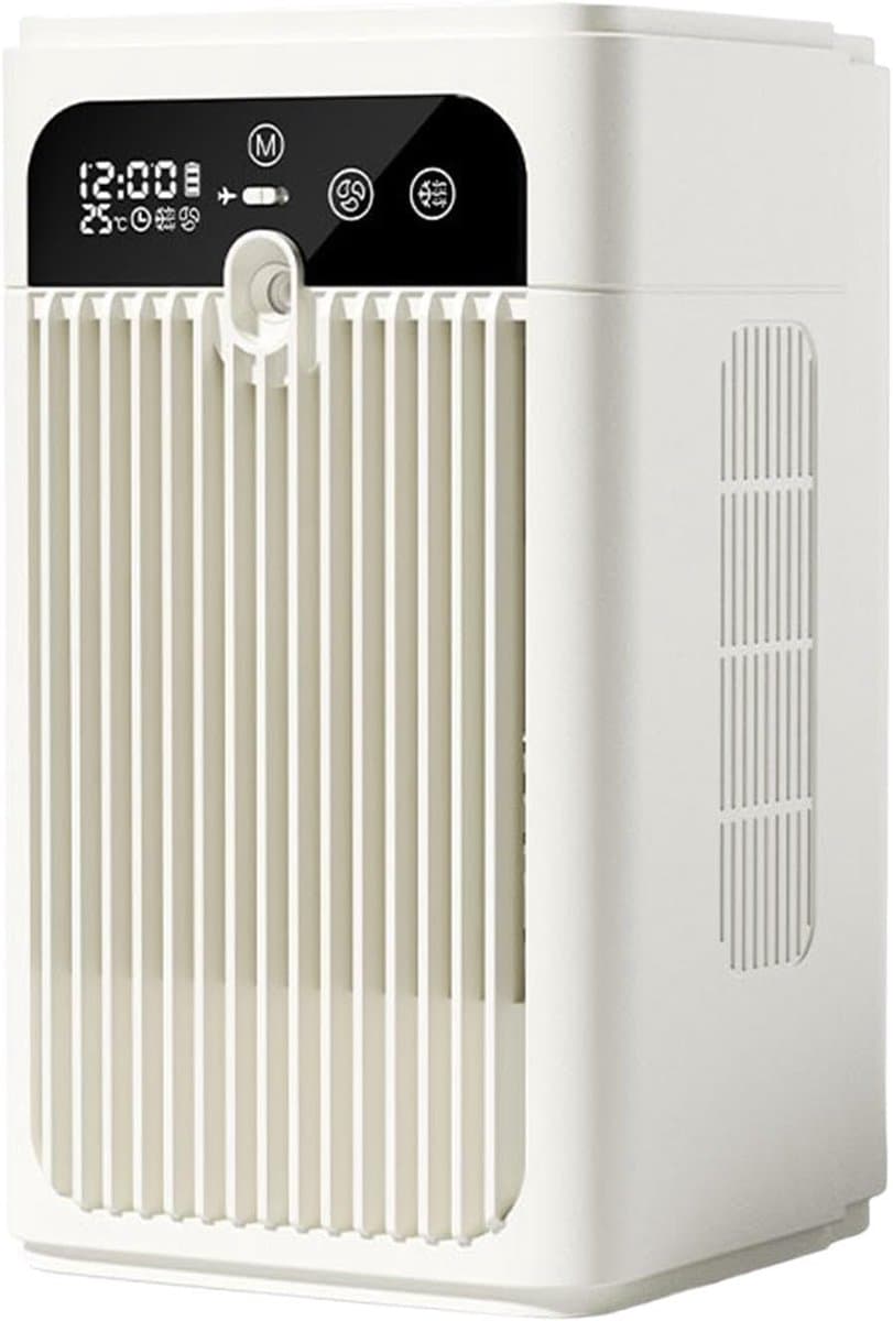 Mobiele Airco en Mini Luchtkoeler met 500ml Watertank - Kleine Aircooler met 2 Standen - Fluisterstille Tafelventilator met Waterverneveling voor Slaapkamer, Thuiskantoor en Camping - Wit — afbeelding 1
