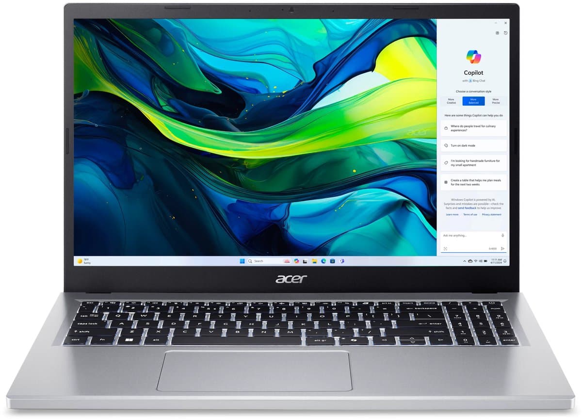 Aspire Go 15 AG15-32P-3534 - Laptop - 15 inch - Core 3 - 8GB - 512GB SSD - Zilver — afbeelding 1