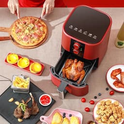 Heteluchtfriteuse - Gezonde Frituur - Vetarm Koken - Grote Capaciteit - 5 Liter - Rood — thumbnail 2