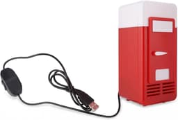 SnelShoppen - Mini Koelkast USB 5V 10W - Draagbare Fridge voor Dranken, Koelen en Verwarmen - Compacte Frigo voor Kantoor, Garage, Kampeer, Rood/Zwart — thumbnail 1