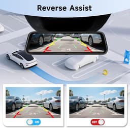 SnelShoppen - 2K Wifi Dashcam Achteruitkijkspiegel met 9,66 inch Touchscreen, Dubbele Lens, Nachtzicht, Loopopname, G-sensor, 64G Micro SD Kaart, Veil — thumbnail 4