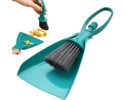Kleine Stoffer Blik - Bureau Bezem - Snel Opruimen - Geurloos Veilig Materiaal - 11x23.5 cm - Groen