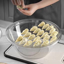 Roestvrijstalen Mengkom - Kneedkom Ingrediënten - Deeg Keren Mengen - Transparant Ontwerp - Grote Maat - Zilver — thumbnail 3