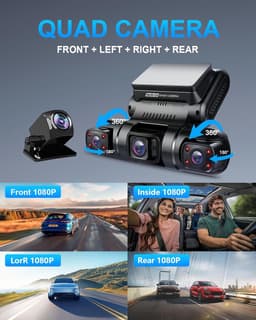 Dashcam 4-kanaals - Auto camera - Veilige ritten - Ingebouwde GPS - 1080P FHD - Zwart — thumbnail 4