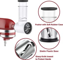 Thijox - Groentesnijder voor KitchenAid Keukenmachine - Snijder Versnipperaar Hulpstuk - Kaasrasp Set - Wit - Keukenaccessoire voor Groenten en Kaas — thumbnail 5