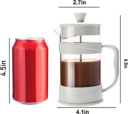 Thijox - French Press Koffie/Thee Maker, Camping Mini Koffiezetapparaat 304 Roestvrij Staal, Hittebestendig Glas, Cold Brew Koffie Pers 11,8 oz voor T — thumbnail 5