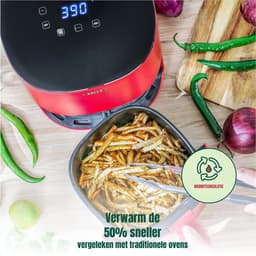 QORA® Mini airfryer - Airfryer - Airfryer klein - Rood - ‎23cm x 29cm x 30cm — thumbnail 2