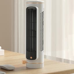 Mini Torenventilator - Bladeloze Tafelventilator - Draagbare airconditioner - Met 3 Snelheden - Oplaadbare Stille Bureauventilator met 24 Uur Accuduur - Ruimtebesparend Verticaal & Horizontaal - Wit — thumbnail 3