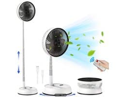 Statiefventilator - Zomerkoeling - Staande ventilator - Verkoeling woonkamer - Slaapkamer ventilator - Hittegolf oplossing - Verstelbare ventilator - Ventilator met afstandsbediening - Stille ventilator - Draaibare kop - Frisse lucht in huis - Ventil