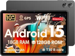 SnelShoppen - Tablet 10 Inch met 18GB RAM + 128GB ROM, Android 15, Octa-Core T30, WiFi 5, 1TB Expandable, 6000mAh, Dual Camera, GPS — thumbnail 1