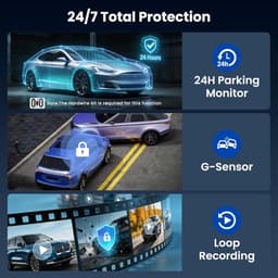 SnelShoppen - 4-kanaals dashcam met 10 inch touchscreen achteruitrijcamera, 150 graden groothoek, 64 GB kaart, G-sensor, loop-opname, parkeerbewaking — thumbnail 3