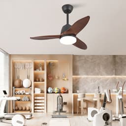 36-inch moderne zwarte plafondventilator - dimbaar in 3 kleurtemperaturen - omkeerbare DC-motor - afstandsbediening - massieve houten bladen - geheugenfunctie — thumbnail 4