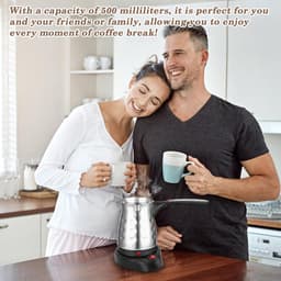 Turks Koffiezetapparaat - Elektrische Koffiepot Mokka - Koffie Maken - Met Handvat - 500 ml - Zilver — thumbnail 4