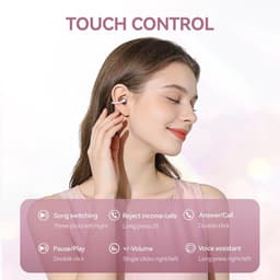 Clip-On Oordopjes Open Ear Koptelefoon Draadloos Bluetooth 6.0 met Make-up Spiegel LED Licht, 48U Speeltijd, IPX6 Waterbestendig, Comfortabel voor de Hele Dag, Ideaal voor Vrouwen, Sport, Workouts (Roségoud) — thumbnail 3