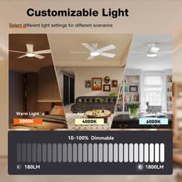 Plafondventilator - Ventilator - Plafondlamp - Lamp met Ventilator - Met Afstandsbediening - Stille Ventilator - Timer - Dimbare Lamp - Zomer en Winter Modus Wit - 132 cm - Vervangbare Bladen - Met Afstandsbediening — thumbnail 3