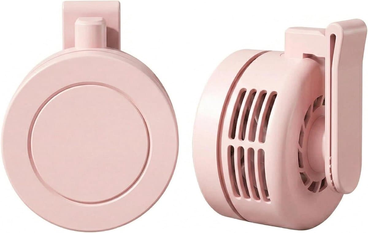 Mini Ventilator - Clip-On Ventilator - Handventilator - 3 Snelheidsinstellingen - Nekventilator - Oplaadbaar via USB - Portable Clip Fan - Stille Ventilator - Tafelventilator Waaier Handwaaier - Ideaal voor op reis, kamperen of reizen - Roze — afbeelding 1