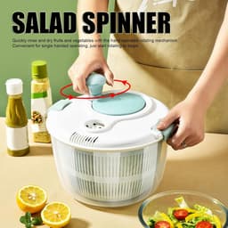 Salade Spinner - Groente Droger - Snel Salade Maken - Multifunctioneel Vergiet - 5 Liter - Blauw — thumbnail 3