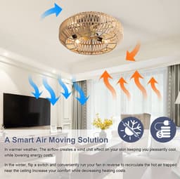 STILVORA Ventilator – Plafondventilator Met Verlichting 56 Cm – ABS Met Metaal En Rotanlook – Rattan – 6 Snelheden Met Afstandsbediening — thumbnail 3