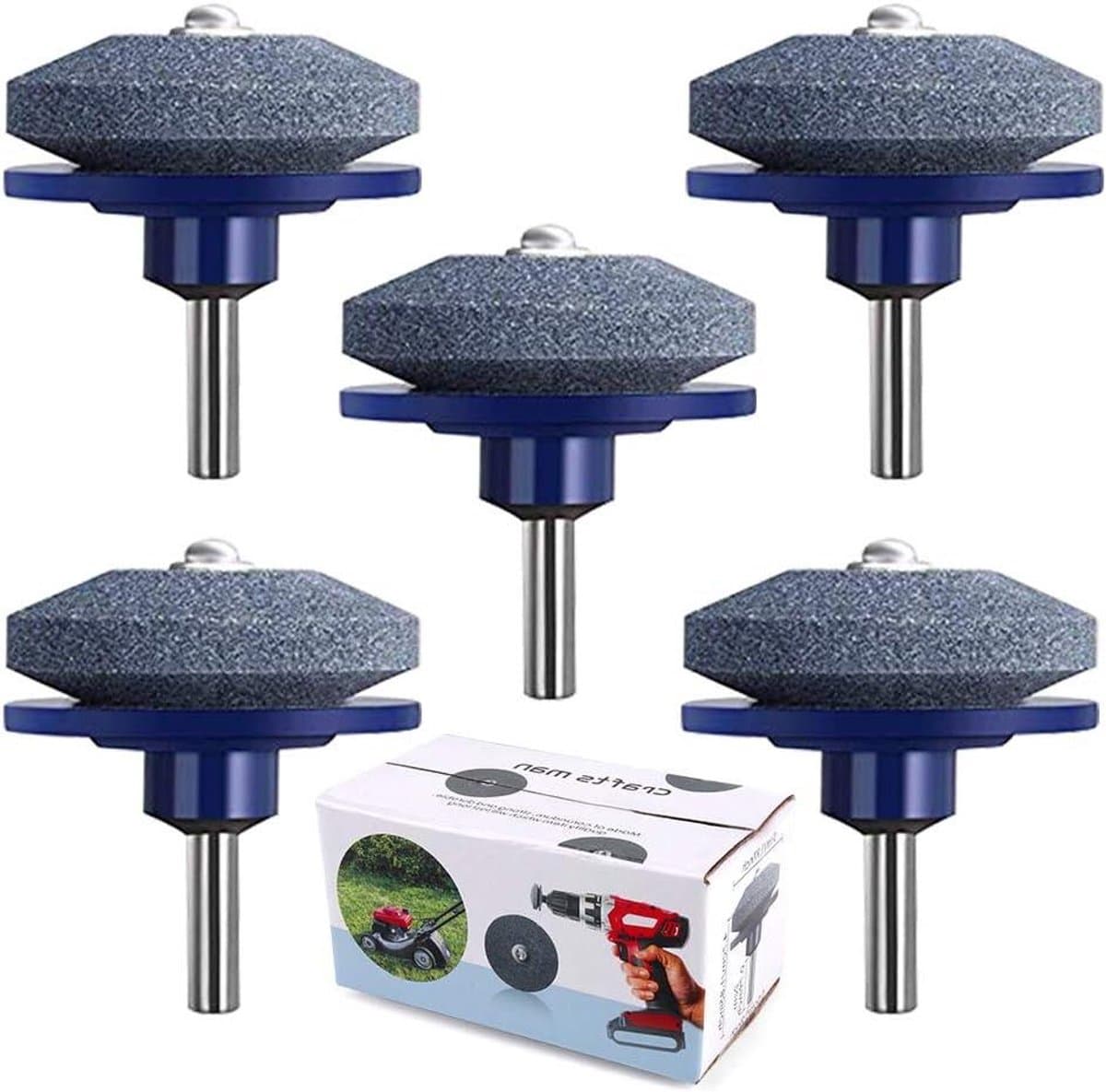 Grasmaaier Messlijper - Slijpsteen Boor - Gazon Onderhoud - Duurzaam Korund Materiaal - 50 x 47 mm - Blauw — afbeelding 1